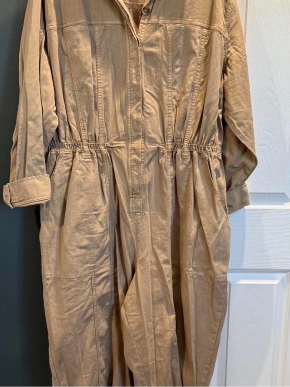 Neutral Tan Utility Jumpsuit